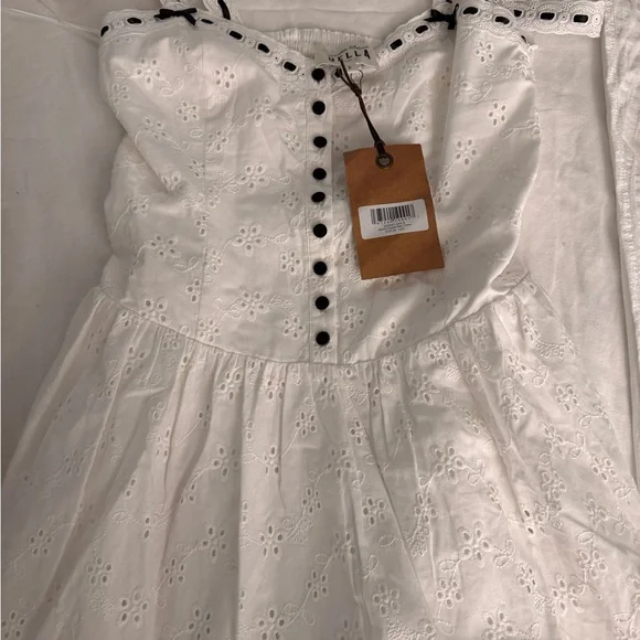 Frankie's Bikinis White Maxi Dress with Black Details - Picture 4 of 8